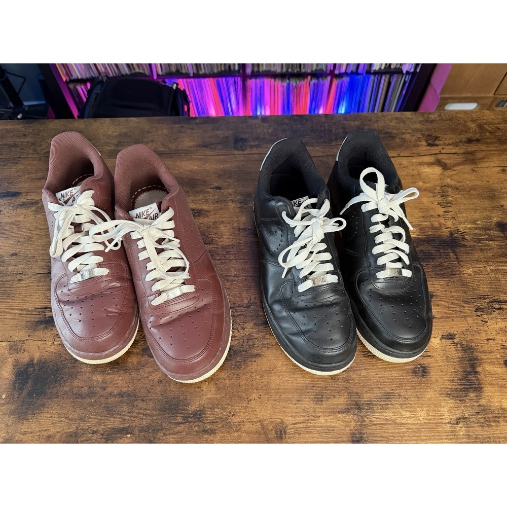 2 Pair - NIKE AF1 Vintage 2010 Air Force Ones SZ 10 - Black & Brown 315122-025
